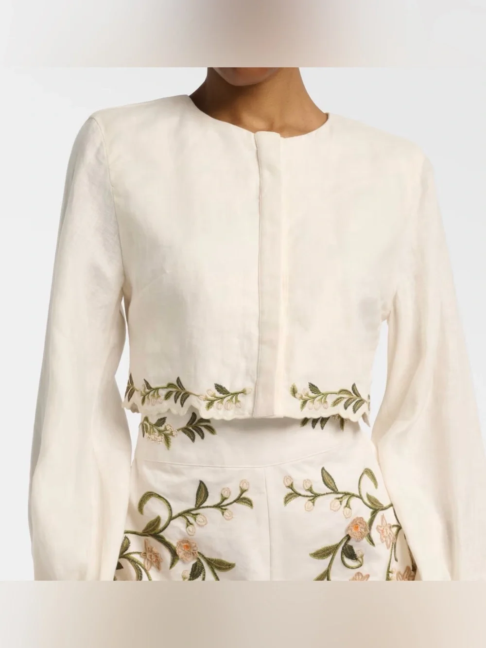 Agua by Agua Bendita Cumbre Linen Top in Cream - Size Small - Picture 3 of 15